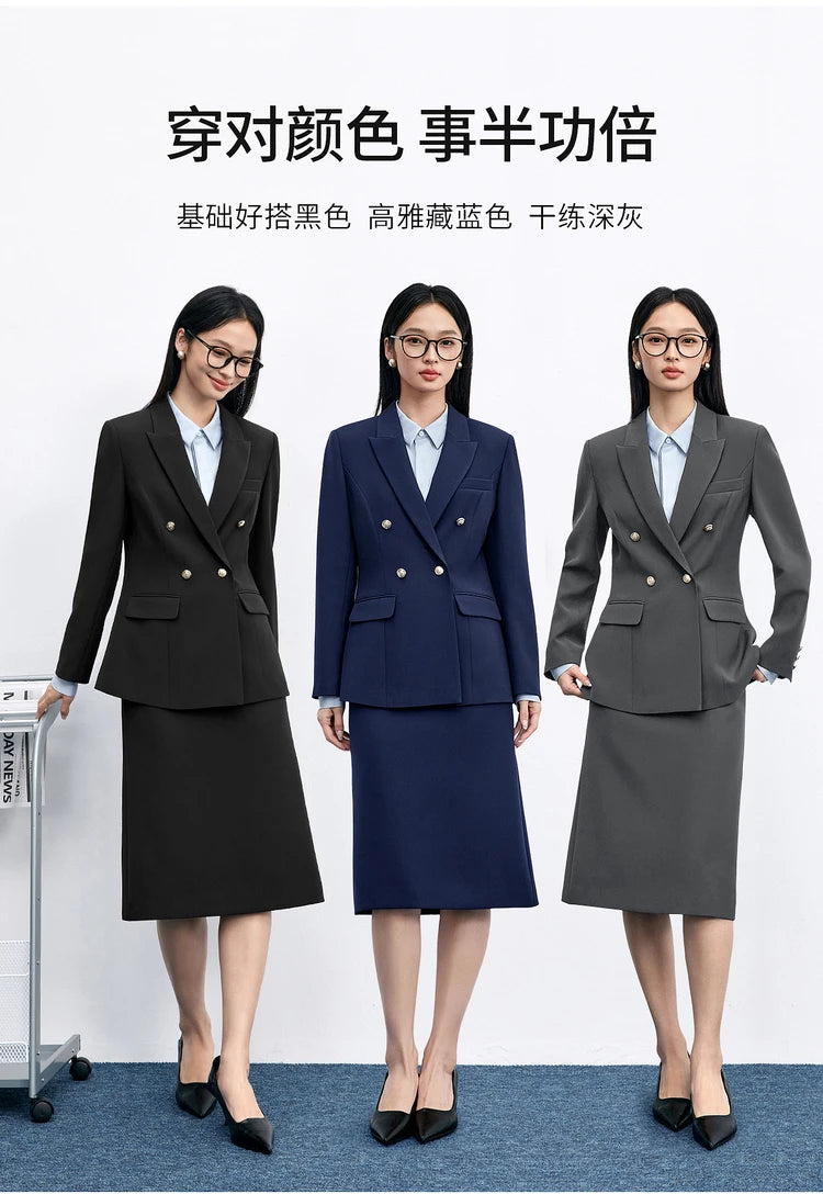 SENTUBILA Office Wear Straight Skirt 2026 Autumn New Arrival Slit Midi Skirt Elegant Office Lady Clothing 153QF2300