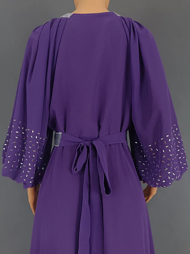 Summer African Dresses for Women Elegant African Half Sleeve O-neck Polyester Long Maxi Dress Gowns Kaftan Muslim Abaya Outfits