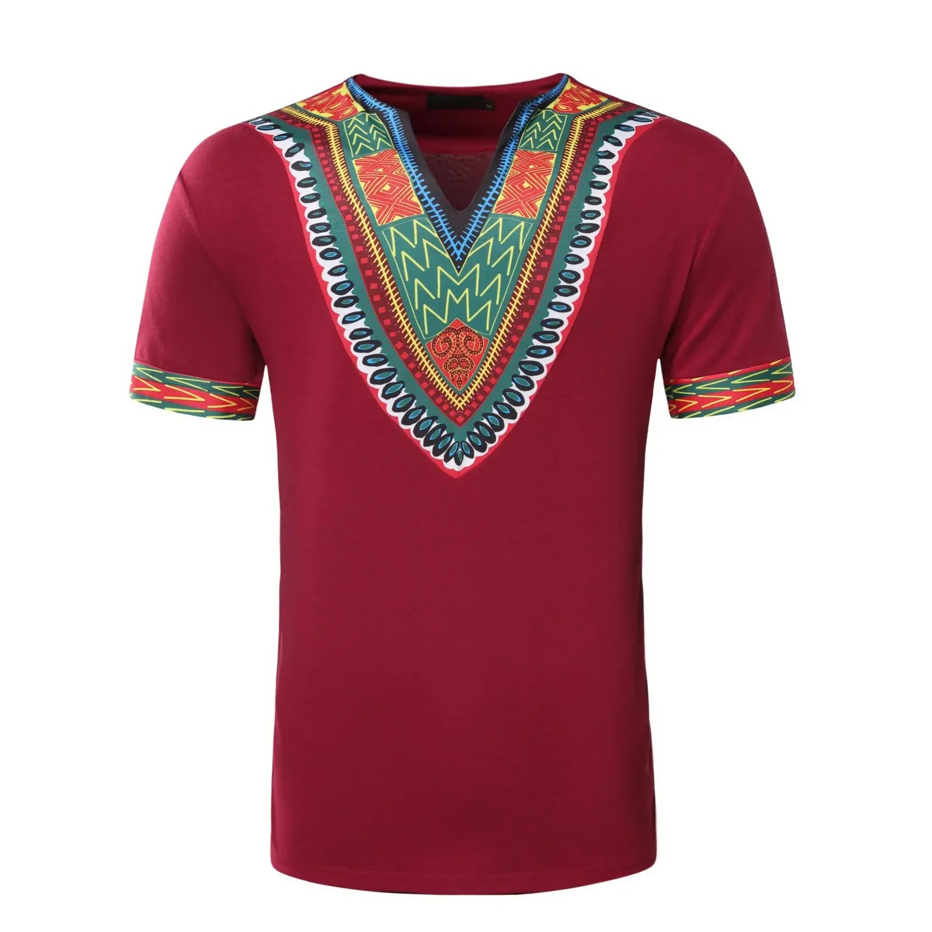 2026 Men's African Traditional Clothing Men Dashiki Short Sleeve T-shirt Fashion V-neck Printed Ethnic Style Casual Tops for Men