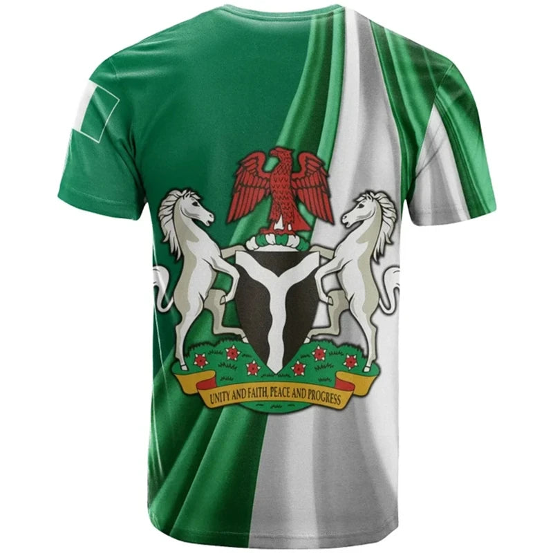 Nigeria Flag Men's T-shirts Nigerian Emblem Graphic Print Africa Clothing Ropa Hombre Summer Oversized Short Sleeve Male Tops