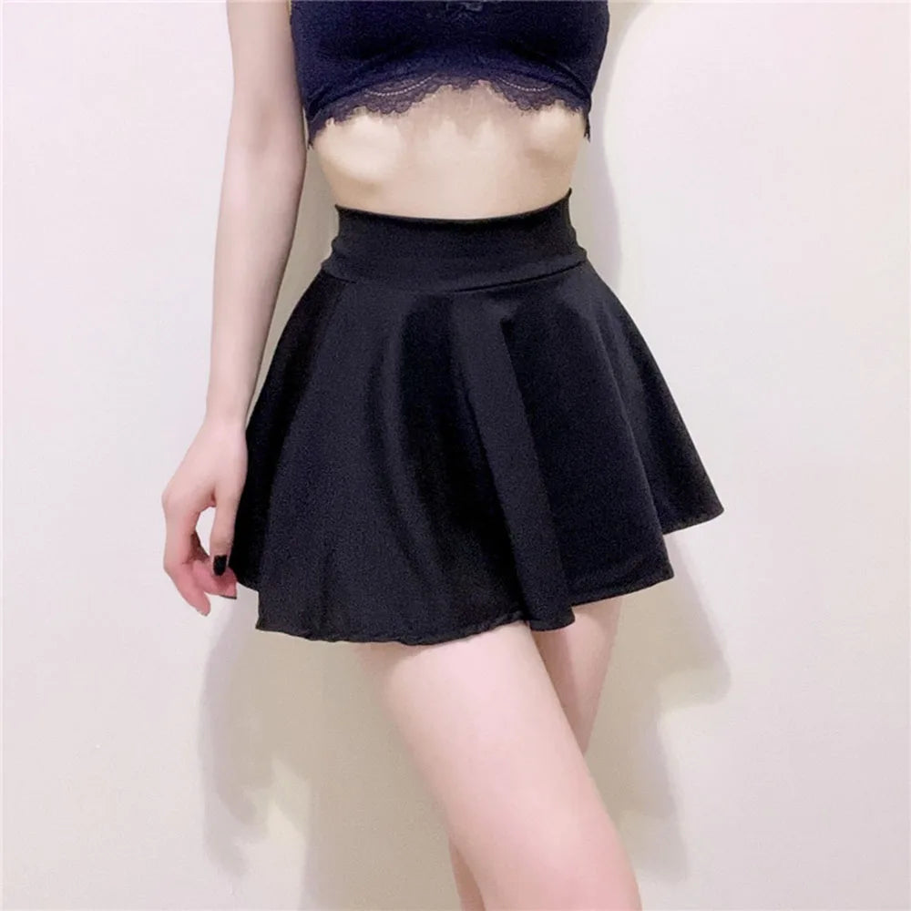 Sexy Micro Mini Skirts for Women Basic Black Shorts Pleated Skirt Girls Dance High Waist A-Line Pleated Skirts