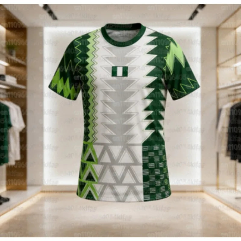 New Football Jersey Nigeria 2026 Away Jersey Men Women Shirts Sports Casual 3D Printed Breathable Quick-Drying Oversized Clothes