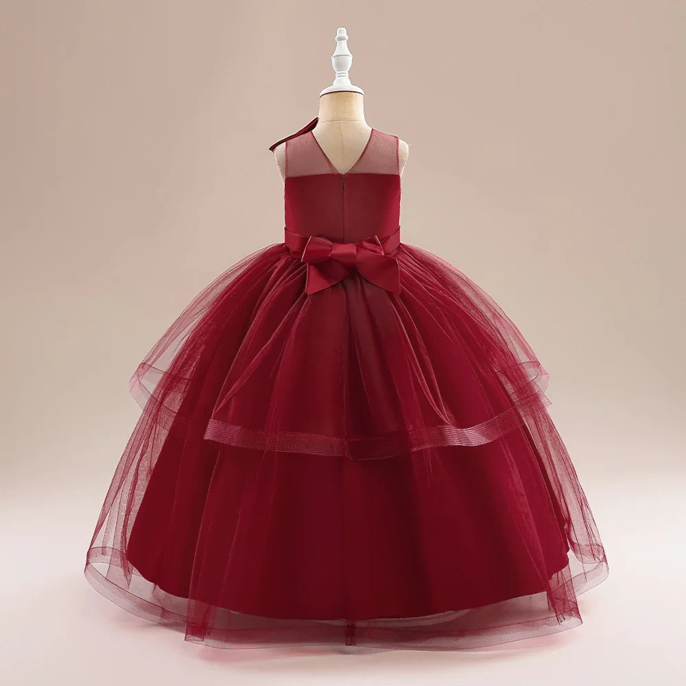 Teens Christmas Party Dresses For Girls White Bridesmaid Prom Gown Tulle Pageant Formal Wedding Evening Dress Children Costume