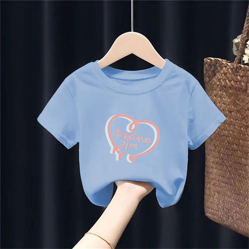 New Summer Tops for Children, Round-neck Short-sleeved Base Shirts for Both Boys and Girls Kids Clothes