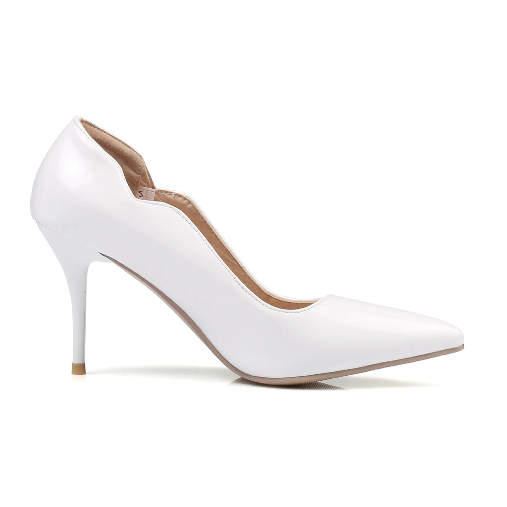 Nude High-Heeled Shoes for Women, Thin Heels, Pointed Toes, Small Size 30, 2024 New Style for Ladies, Elegant Spring and Autumn White Sexy Patent Leather Professional Black Women's Single Shoes, European and American Extra La