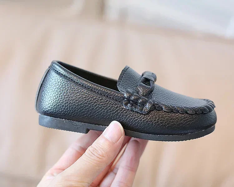 Boys Leather Shoes Black White for School Party Wedding Kids Formal Flats Loafers Slip-on Soft Loafers Children Moccasins 21-30