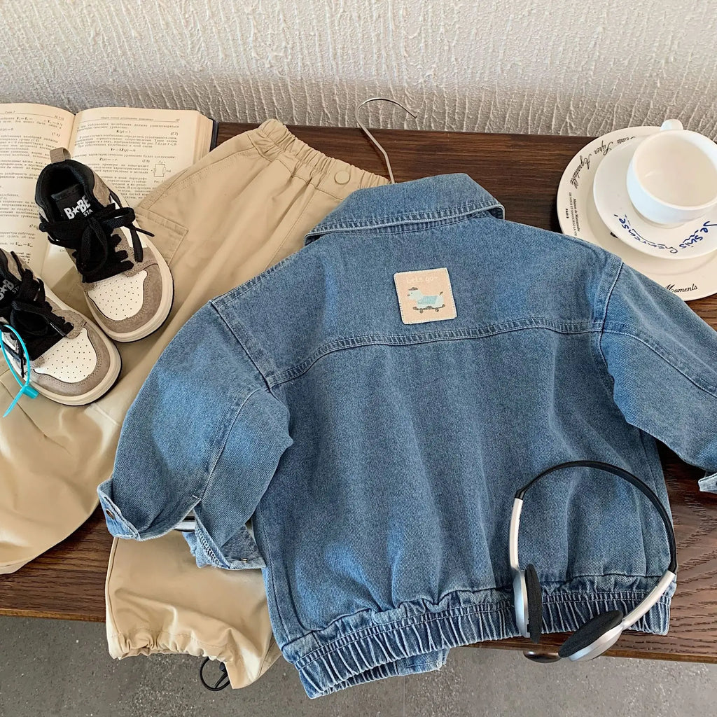 Children's Denim Jacket 2025 Spring/Autumn New with Pocket Boys' and Girls' Cool Jacket Children's Fashionable Clothing