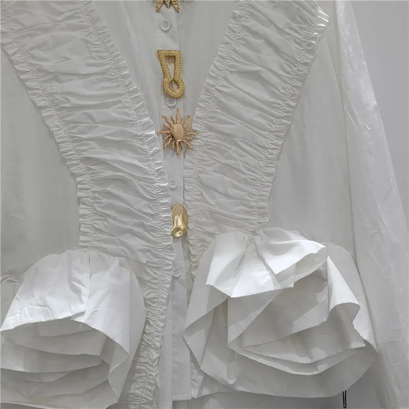 2026 Blusas Mujer De Moda Vintage Long Sleeve Loose Shirts Women Clothing Japanese Blouses Tunic Folds Ruffles White Blouse Tops