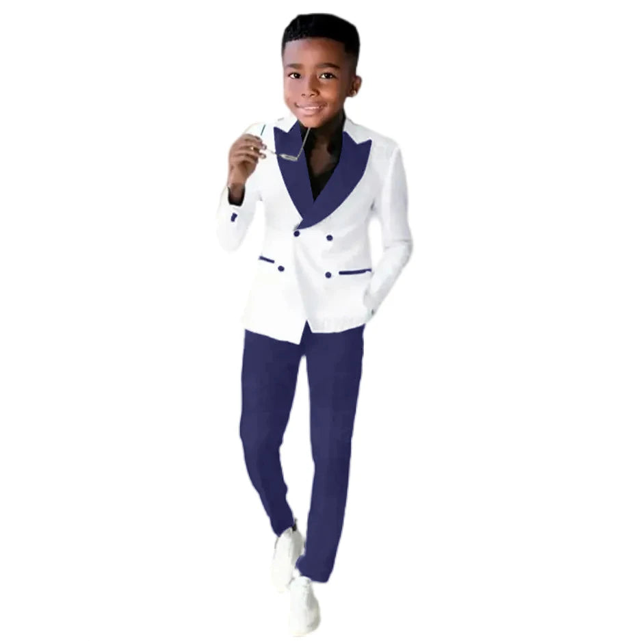 2-16 Years Old Suit For Boys Wedding Tuxedos Jacket Pants 2 Pieces Double Breasted Kids Child Clothes Party Suits