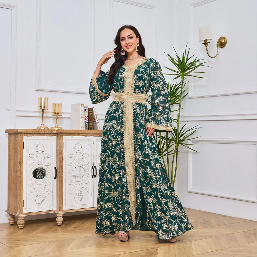 Summer Elegant Print Dress for Women Muslim Abaya Long Dress Dubai Party Evening Dress Islamic Turkey Kaftan Femme Vestidos Robe
