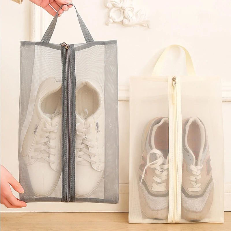 1pcs Nylon Travel Shoe Bags with Zipper Closure for Men Women Breathable Shoe Organize Storage Bags Makeup Laundry Bag