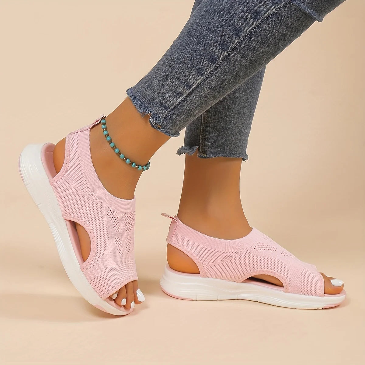 Women Summer Shoes New Mesh Fish Platform Sandals Women's Open Toe Wedge Sandals Ladies Light Casual Shoes Zapatillas Muje