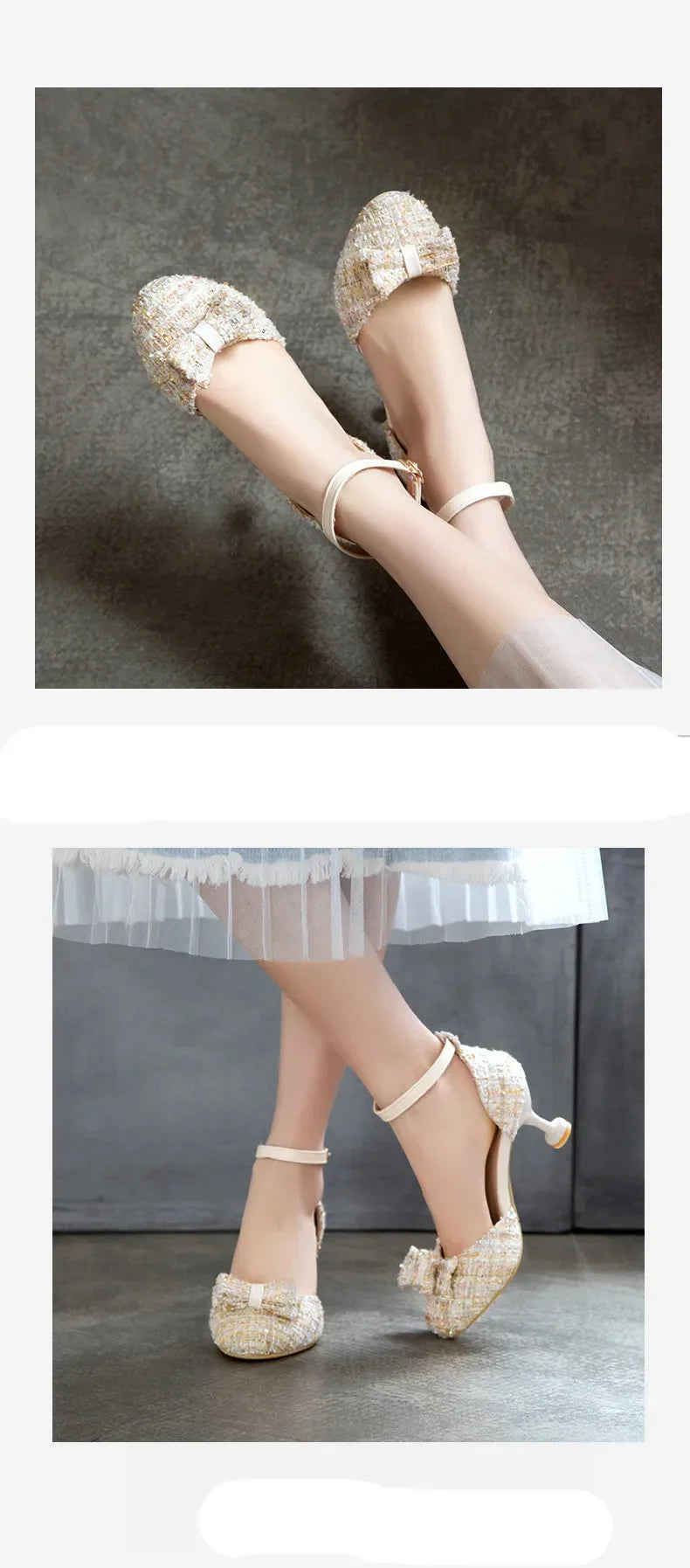 Girls High Heels Princess Shoe  Kids Thin Heel Sandals Kids Wedding Shoe
