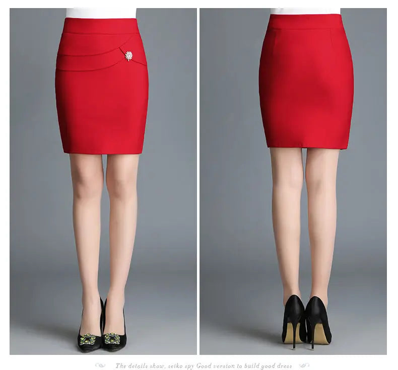 Office Lady Skinny Business Attire Red Hip-hugging Skirt Summer New Women Basic Versatile Fashion Casual Mini Office Wear Skirts