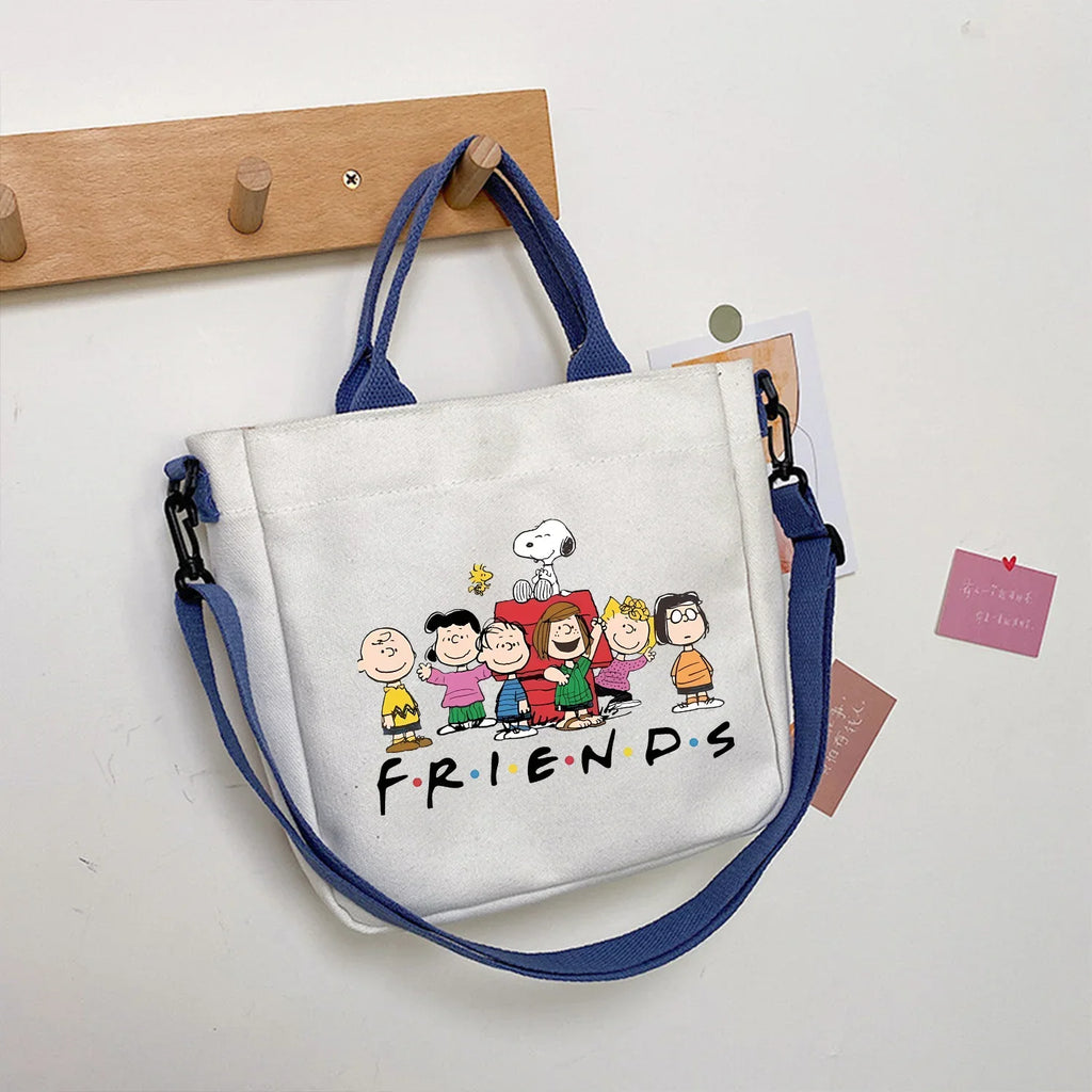 Snoopys Cartoon Canvas Bag Children Crossbody Bags School Bookbag Student Supplies Lightweight Portable Kawaii Shoulder HandBag
