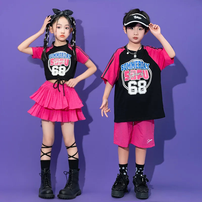 Teenager Kids Hip Hop Dance Costumes For Children Yellow Kpop Hiphop Stage Outfits Girls Boys Jazz Performance Rave Clothes