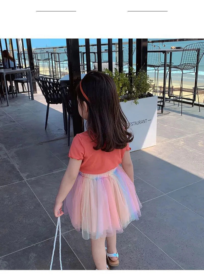 Baby Girls T-Shirt Summer Kids Short Sleeve Tops Tees Soft Ice Silk Fabric Toddler Solid Color Shirts Children's Clothing 1-10Y