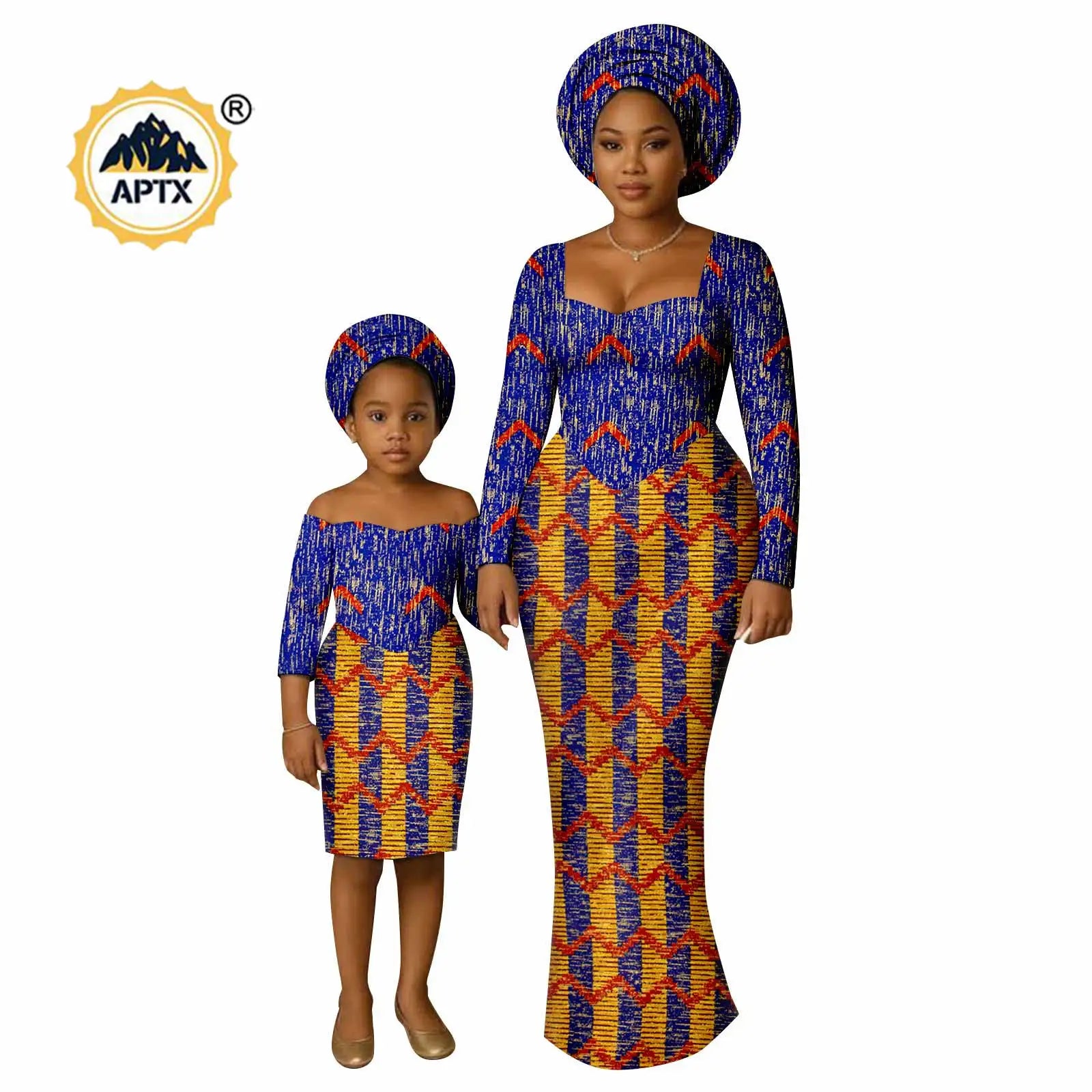 African Print Long Dresses for Women Family Outfits Dashiki Couple Clothes Mom and Daughter Dresses Ankara Outwear 25F029