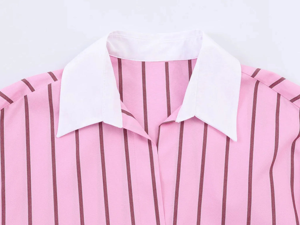 Women Blouses Tops Spring New Fashion Color Blocking Elegant Women's Shirts Tops Chic Street Single-breasted Tops