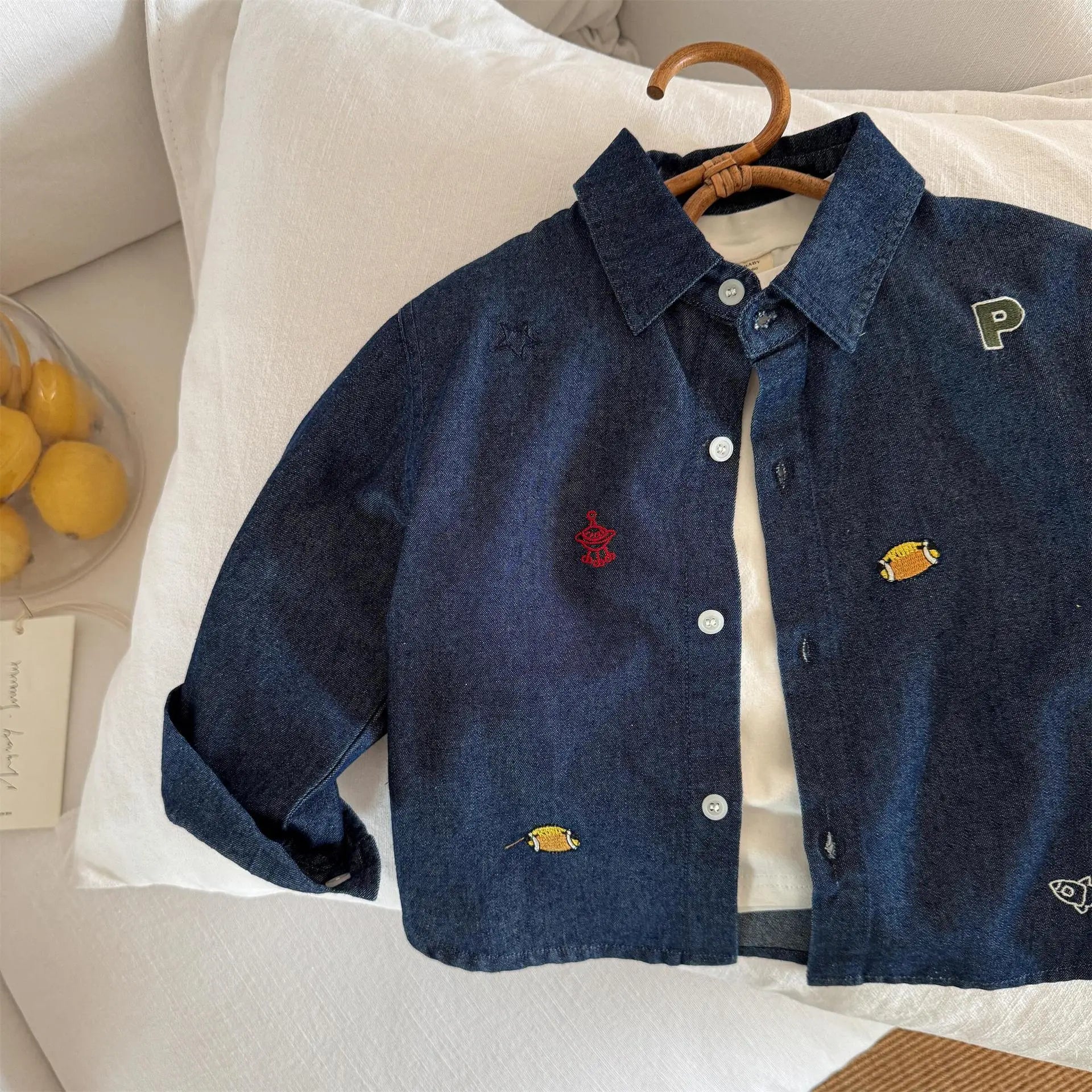 Baby Girls Boys Jean Blouses Kids Blue Shirts 2025 Spring Autumn Tops 1 To 6Yrs Children's Korean Style Clothing