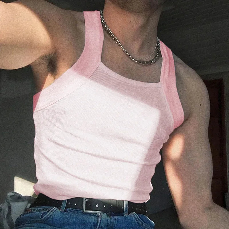 Summer Men's New Solid Color Fashion Sleeveless Shapewear Europe and America Men Sexy Tight Elastic Vest S-4XL