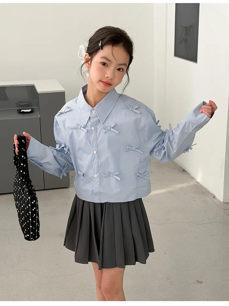 Girls' shirts spring clothes girls' big children's Korean style super beautiful children's clothes girls' unique and beautif