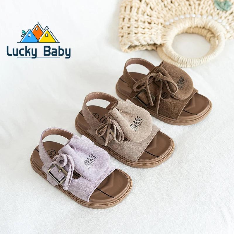 2025 Sandals for Boys Fashion Summer Shoes 3-16 Years Girls Open Toe Matte Pu Leather Shoes Sandals Children Slippers