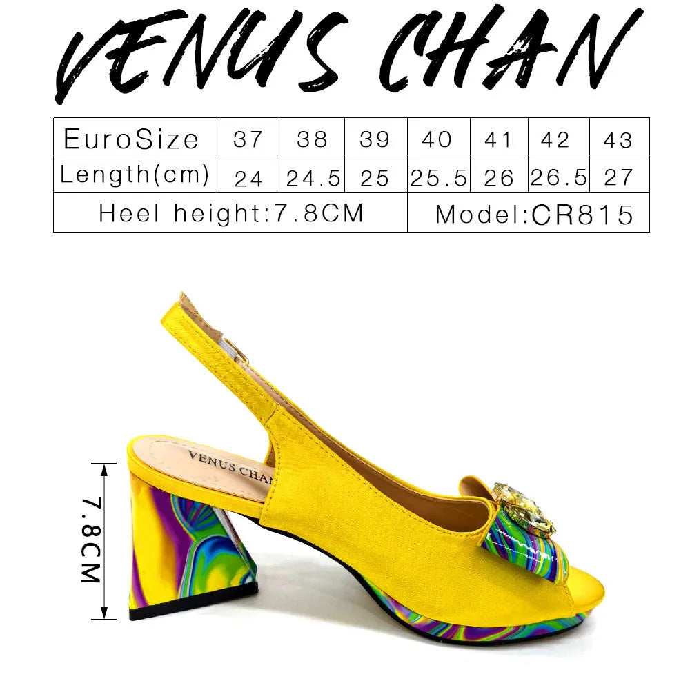 Sandals Woman Summer Ladies Shoes and Bag Decorated with Rhinestone Women Shoe and Bag Set for Party In Women Nigerian Shoe Bag