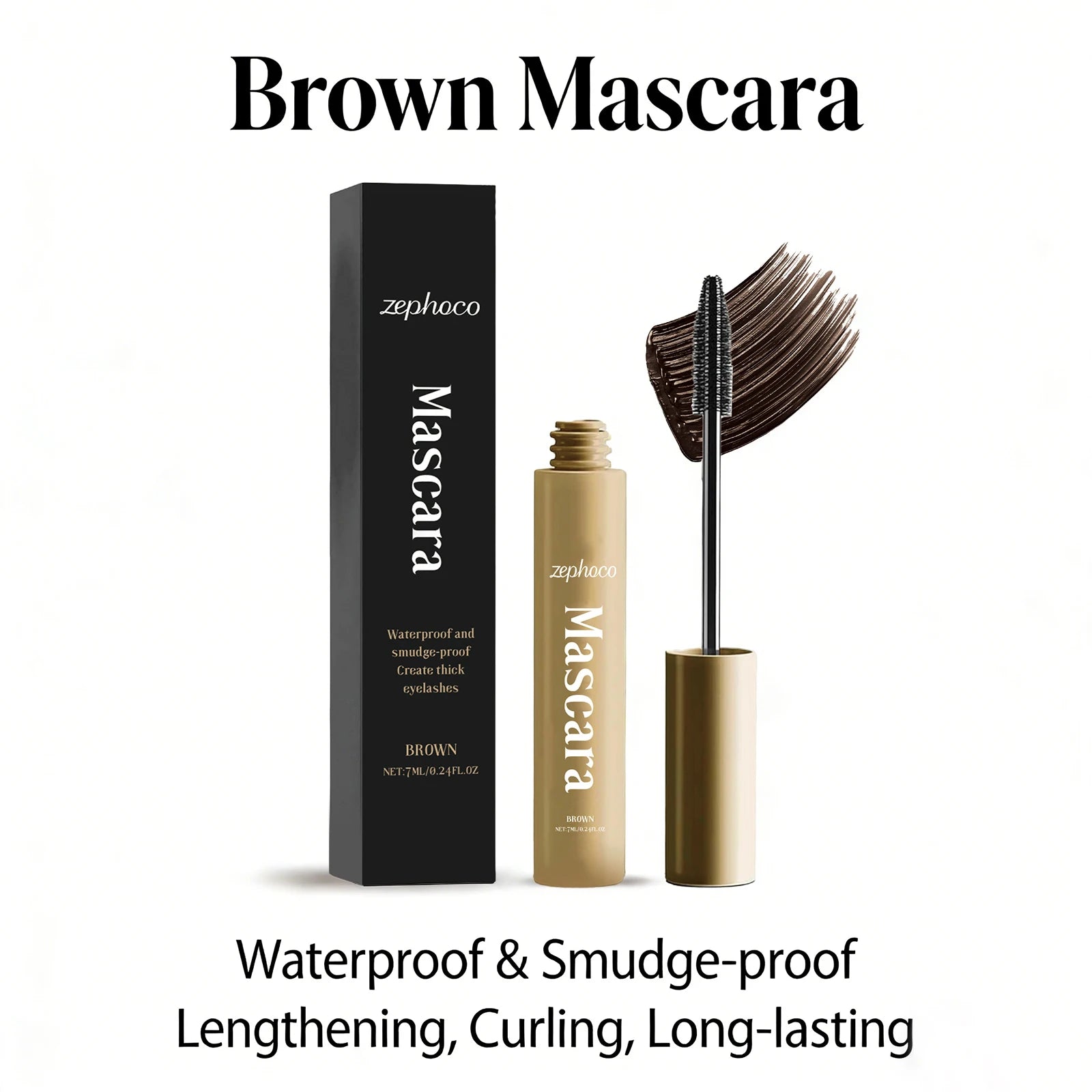 Brown Mascara Natural Curls Long-Lasting Makeup Waterproof Sweatproof Lengthens Eyelashes Anti-Fouling Eye Black Eye Cosmetics