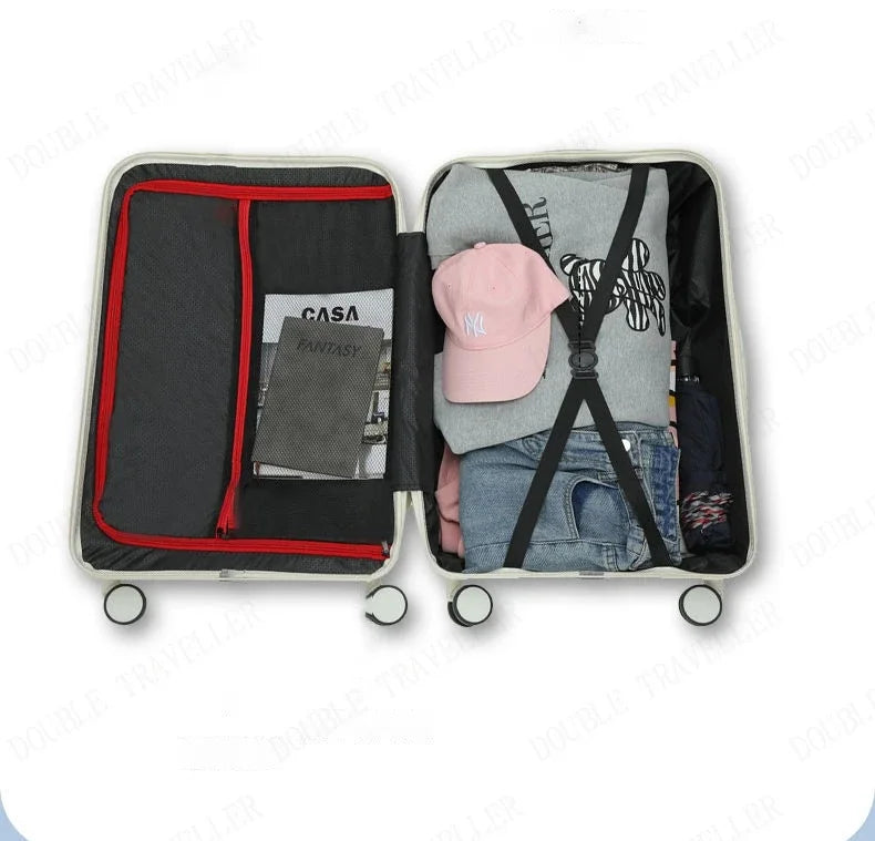 Travel suitcase on mute Universal wheels  ABS +PC Rolling Luggage set 20 inch carry on Cosmetic bag zipper luggage-bags valises