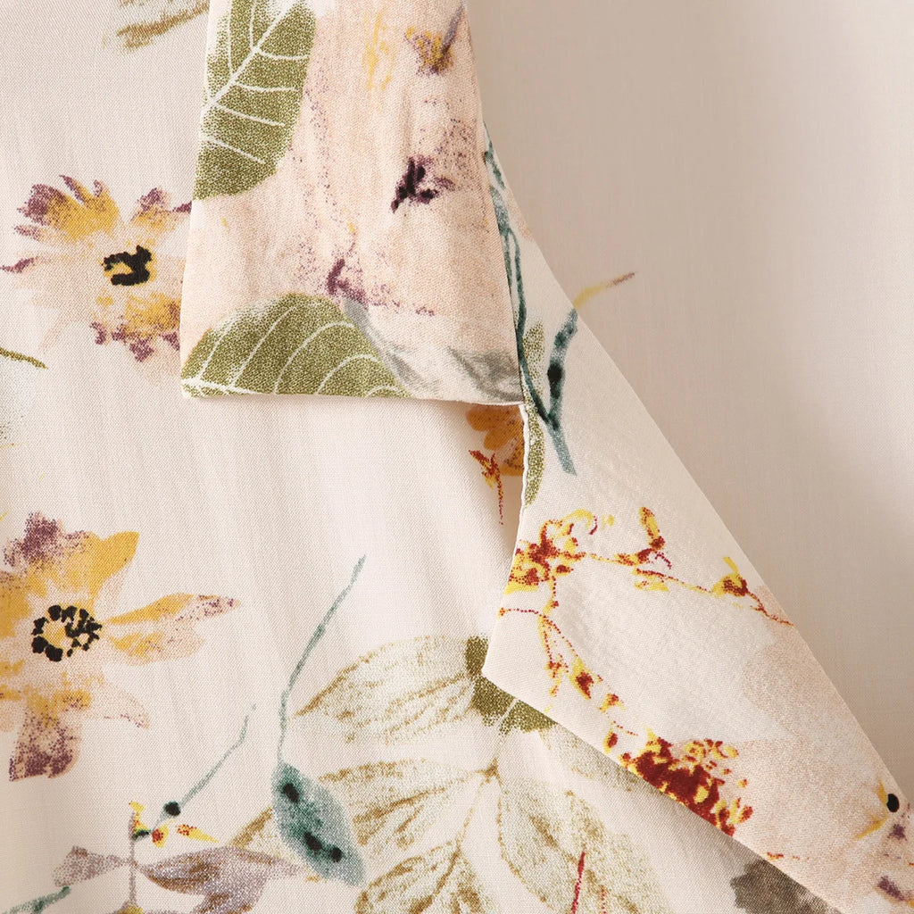 Elegant Versatile Floral Shirt & Shorts/Pants Set Women French Style Silky Viscose Loungewear 2Pcs Summer Pajamas Outerwear Top