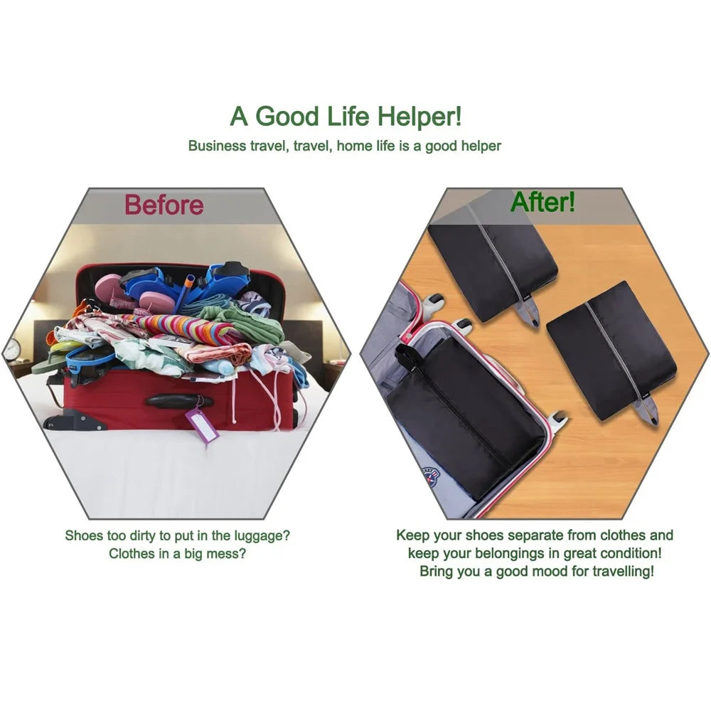 Portable Nylon Travel Shoe Bags with Zipper Closure for Men and Women Waterproof Shoe Organize Storage Bags Makeup Laundry Bag