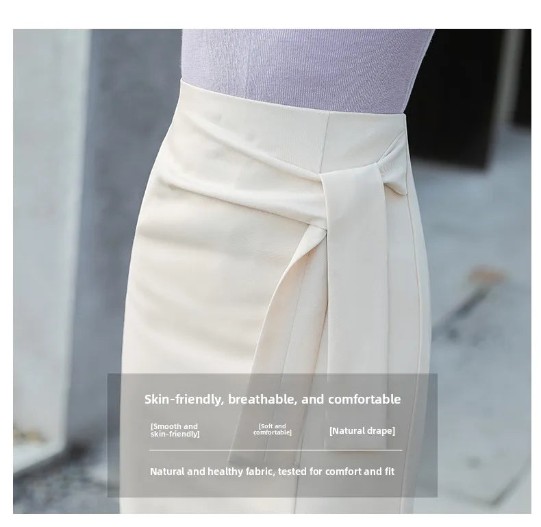 Design Sensation  Maturity Slimming Midi Skirt Women's Spring 2026 New Style High Waist Zipper Side Slit H-Shape Skirt