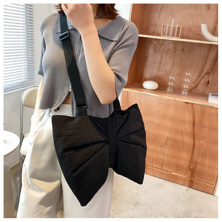 Soft Nylon Women's Portable Shoulder Bag Large Capacity Female Commute Crossbody Bags Simple Design Ladies Tote Purse Handbags