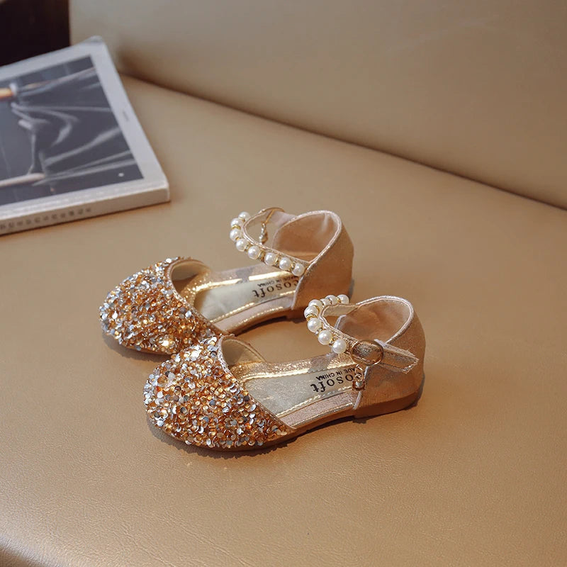 New Children Princess Shoes for Girls Bowtie Glitter Children Baby Dance Shoes Bling Bling Party Casual Toddler Girl Sandals