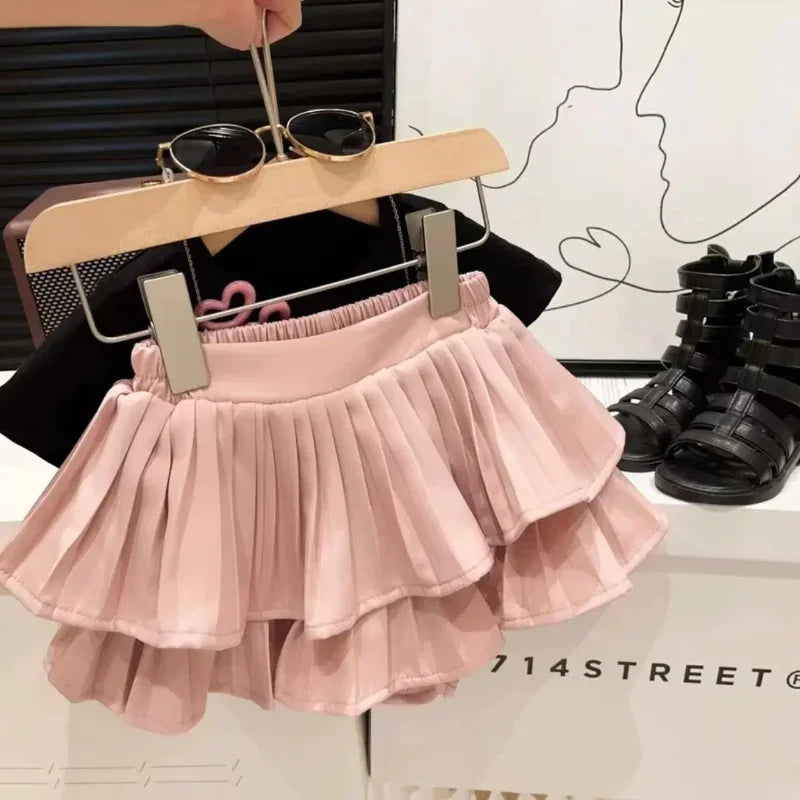 Girls Summer Clothes Girls Clothes 2 To 8 Years Cute Girls' 2-Piece Set with 3D New Letter Top and Ruffle Skirt for Summer