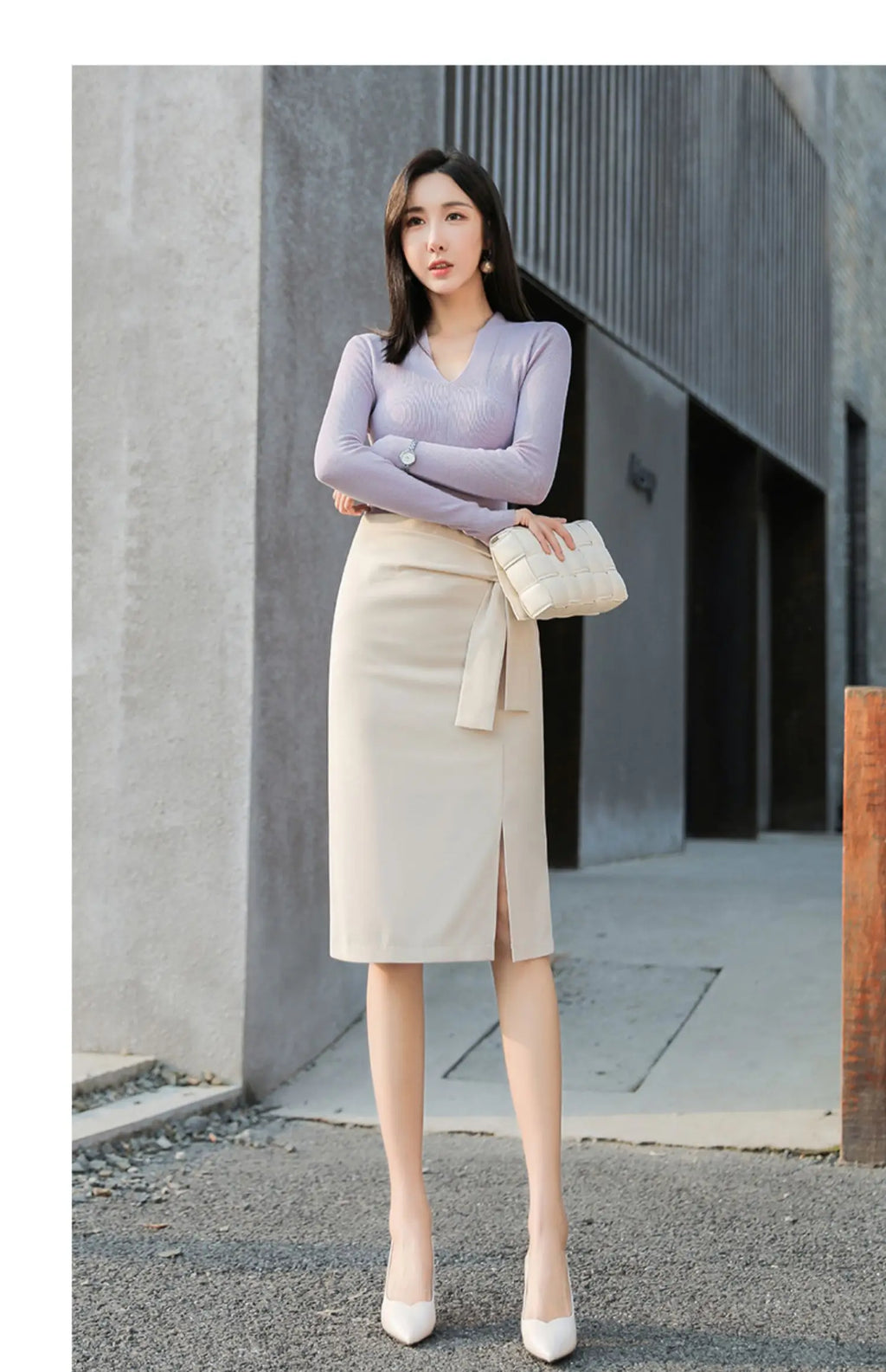 Design Sensation  Maturity Slimming Midi Skirt Women's Spring 2026 New Style High Waist Zipper Side Slit H-Shape Skirt