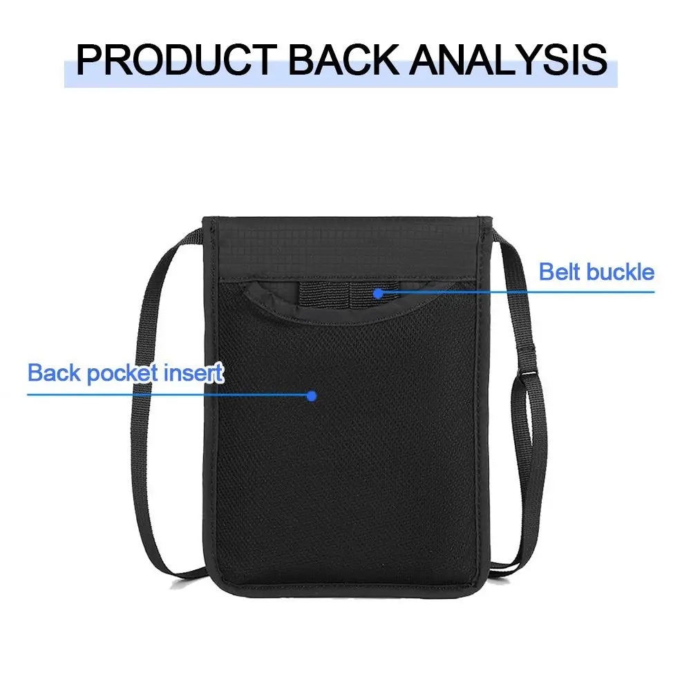 Unisex Nylon RFID Passport ID Bag Waterproof Multi-Functional Document Pouch Neck Wallet Women Men Shoulder Bag Storage Bag