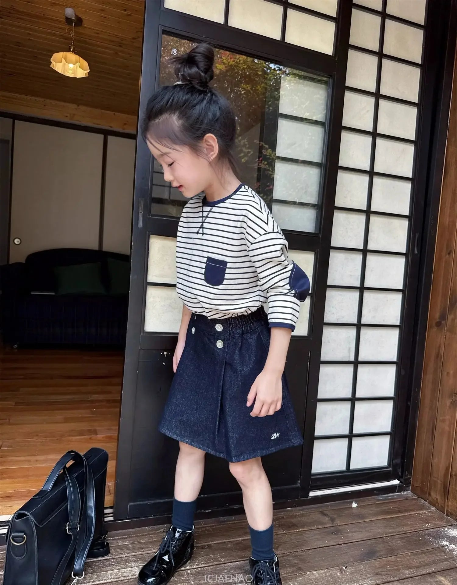 Teen Girl Clothes Waist Shell Button Denim Skirt and Top Kids Versatile Casual Outfits Children Costumes Vintage Girls Elastic