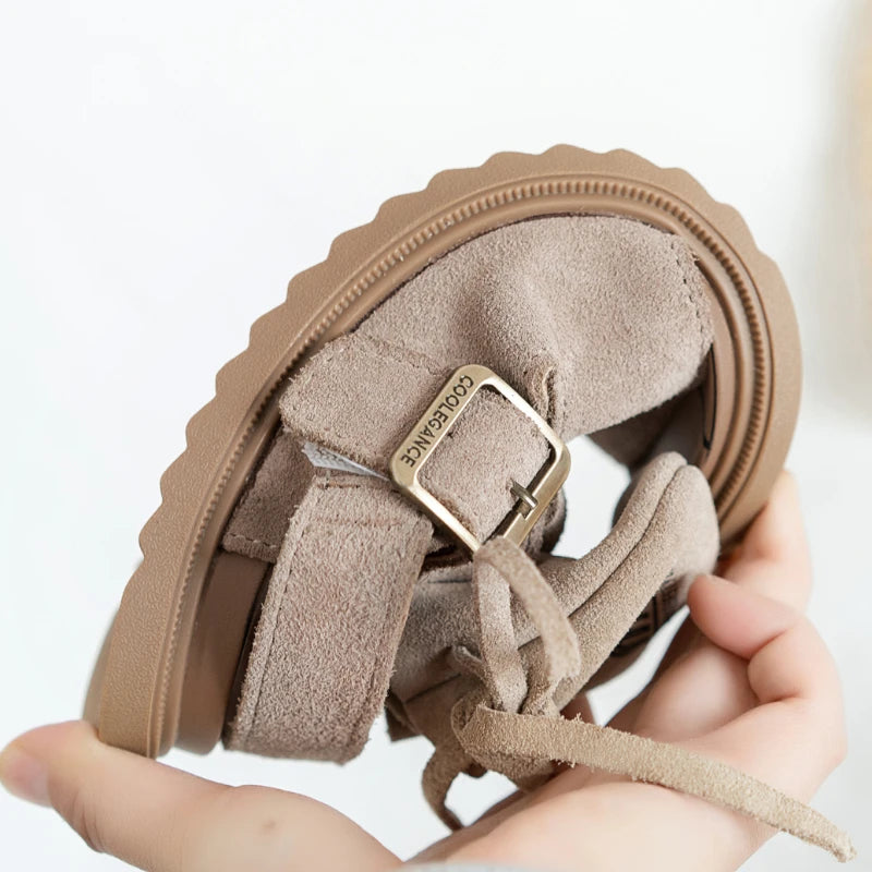 2025 Sandals for Boys Fashion Summer Shoes 3-16 Years Girls Open Toe Matte Pu Leather Shoes Sandals Children Slippers
