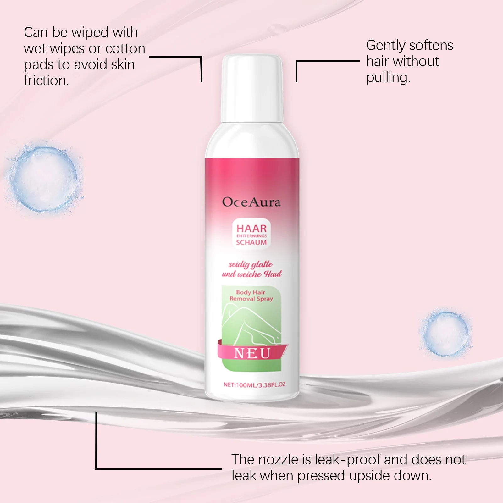 Body Hair Removal Spray - Gentle, Refreshing, Non-Irritating Care for Skin, Hair Cleansing and Removal Spray