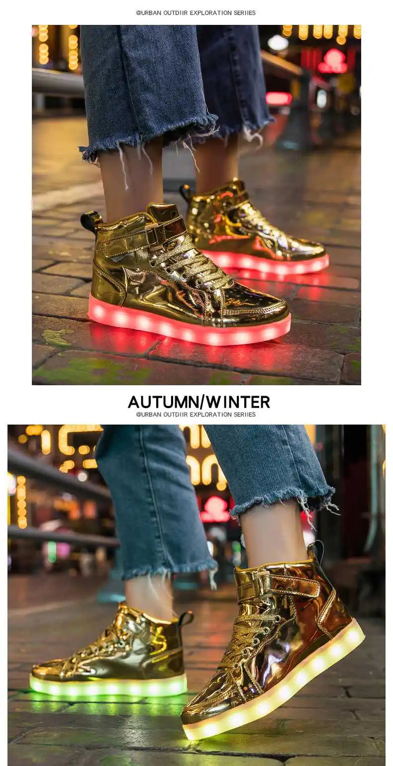 Kid Shoes Boy Girl Children Women Men Spring Summer Fashion Casual Sport Sneakers Led Light Up Dance Boots