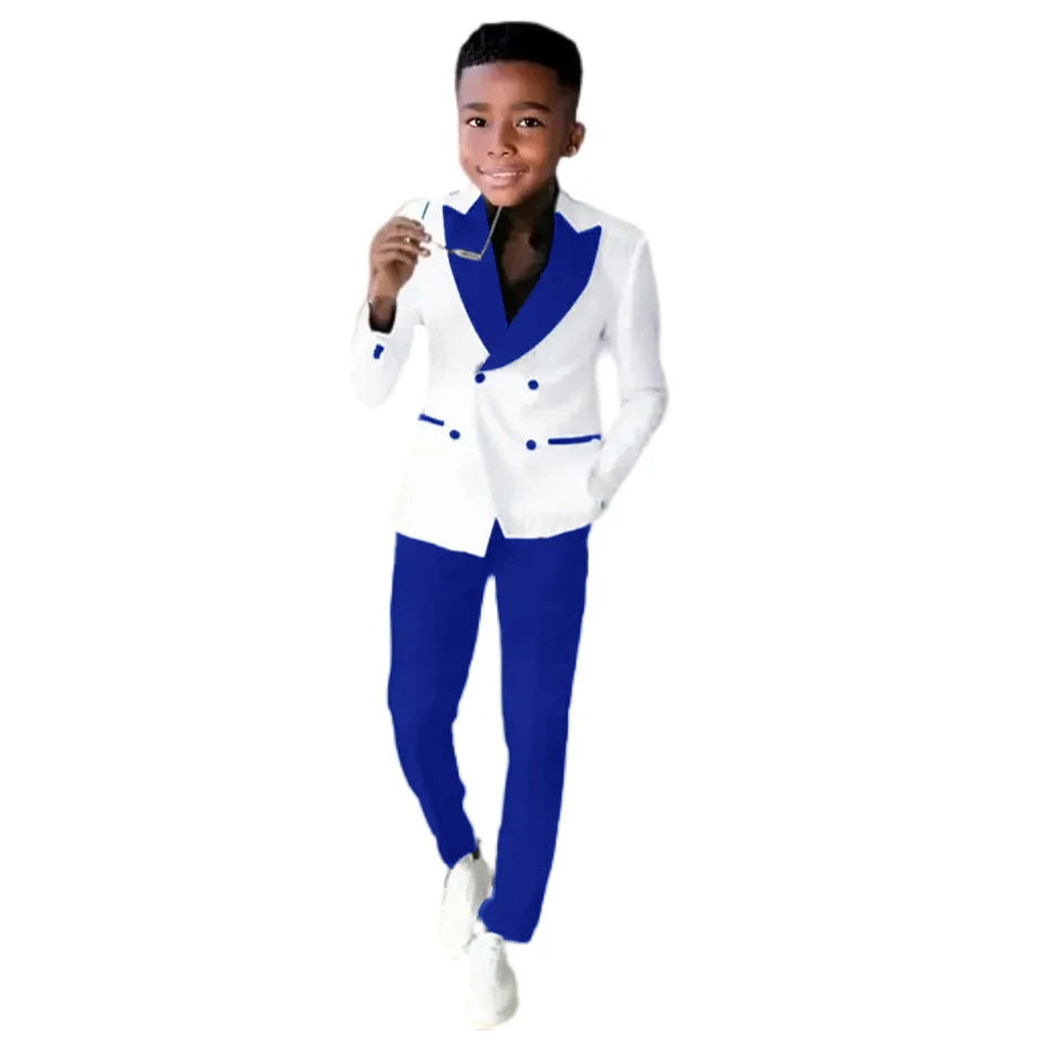 2-16 Years Old Suit For Boys Wedding Tuxedos Jacket Pants 2 Pieces Double Breasted Kids Child Clothes Party Suits