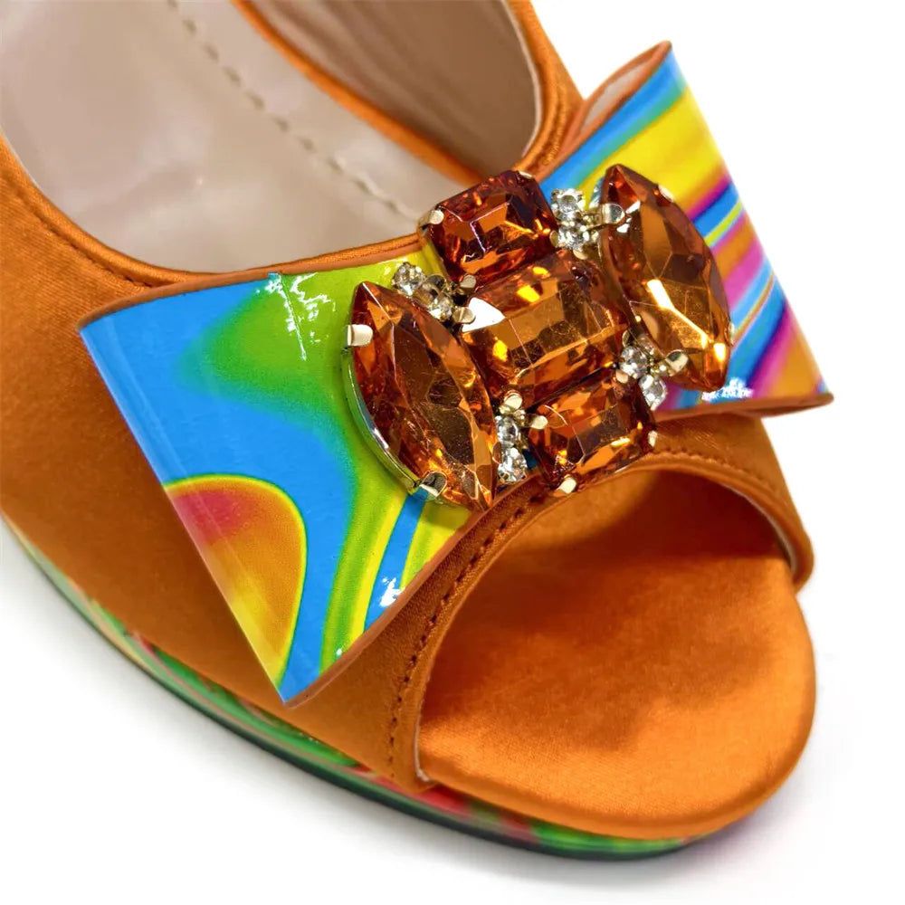 Sandals Woman Summer Ladies Shoes and Bag Decorated with Rhinestone Women Shoe and Bag Set for Party In Women Nigerian Shoe Bag