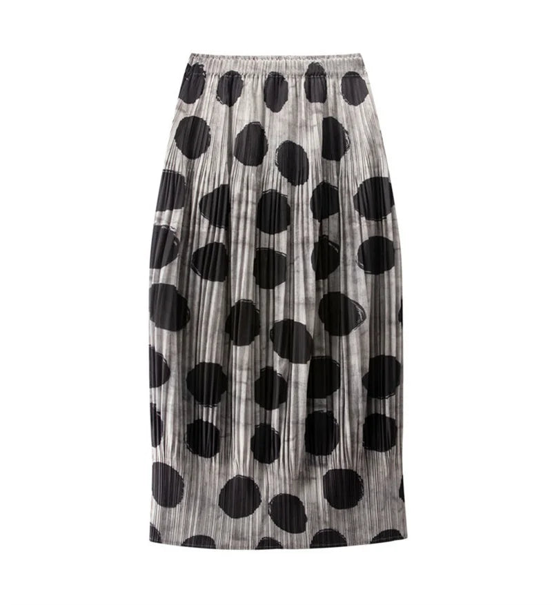Skirts for Women Miyake Skirt Minority Design Sense Pleated Skirt Female  High Waist Printing Loose hip Skirt Pleated Skirt