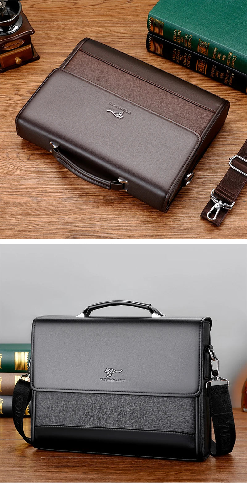 Executives Briefcase For Men PU Leather Designer Business Fashion Handbag Shoulder Messenger Male Organizer for Documents Bag
