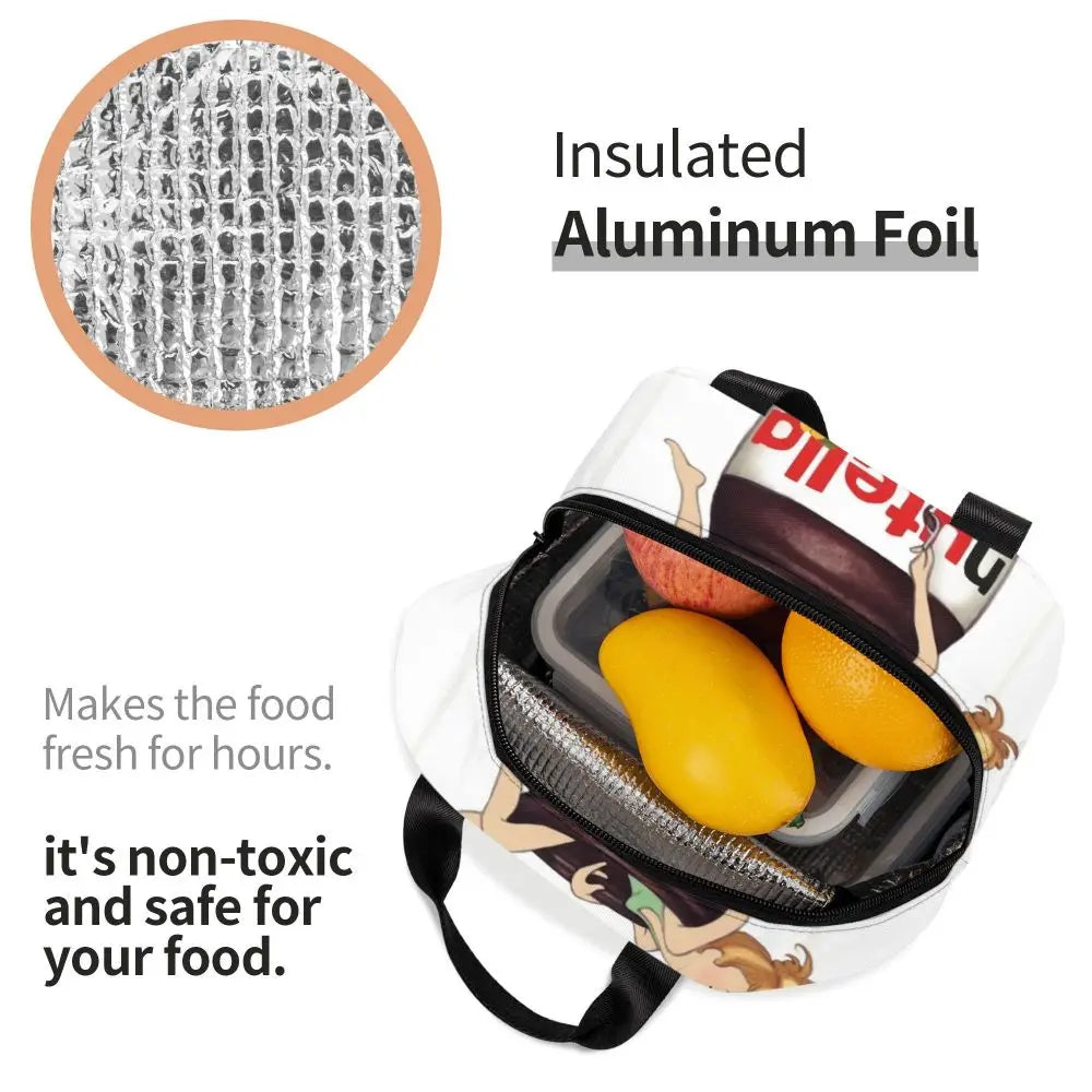 Custom Italy Nutellas Thermal Insulated Lunch Bag Women Portable Lunch Container for Outdoor Picnic Storage Food Box