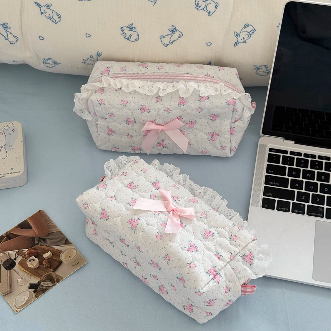 Wholesale Flower Women Lace Small Makeup Bag Travel Organizer Cosmetic Handbag Pouch Gilrs Cute Bow Square Zipper Wallet Bags