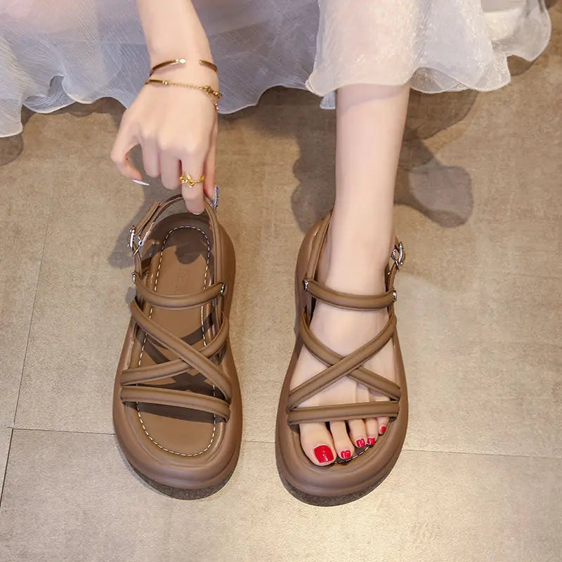 Woman Shoes Brown Sabot Platform Beach Sandals for Women Roman Style Sales Luxury Summer Sale Sandal Wholesale Shoe Asian Size