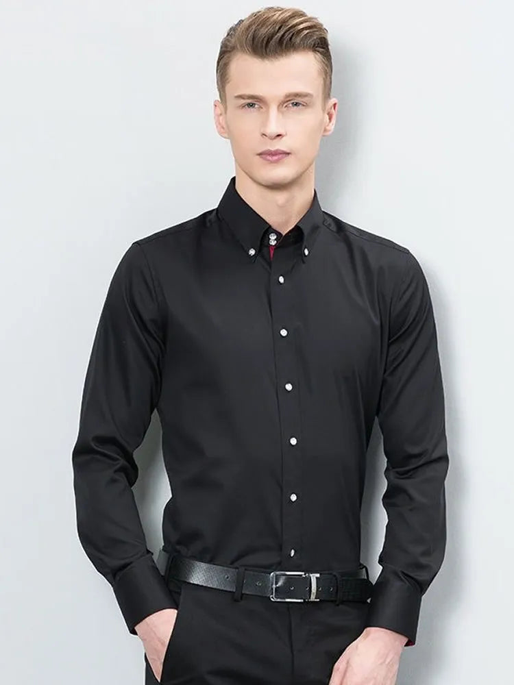 Men's Collared Shirt Long Sleeve Fashion Korean Button-down Casual Shirts Formal Business Dress Shirts Slim Fit Designer Shirts